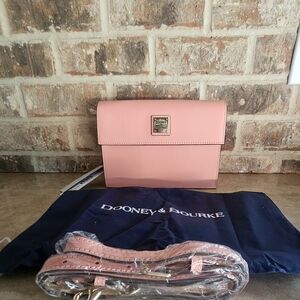 NWT Dooney Bourke Beacon East West Flap Crossbody Peach Pink Shoulder Purse